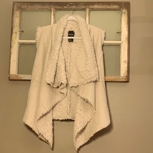 Me Jane Beige Faux Fur Suede Vest